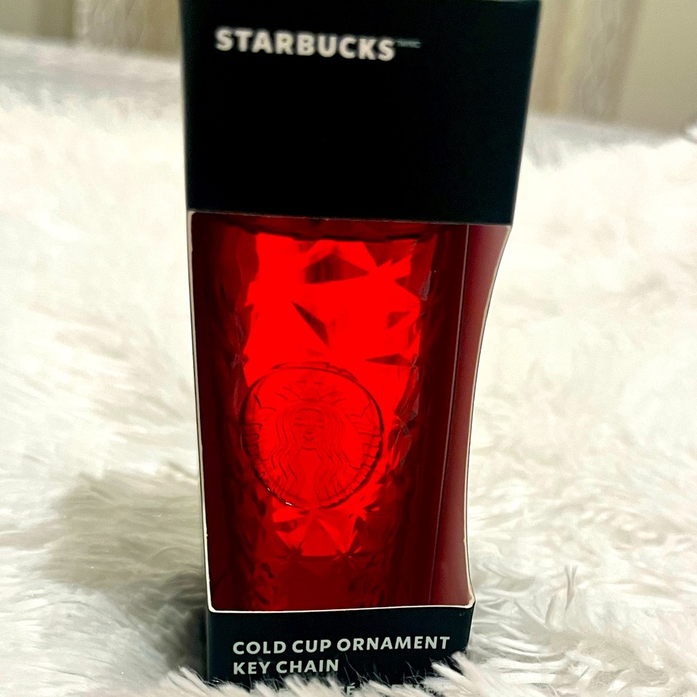 Starbucks Holiday Red Prism Diamond Cold Cup Christmas Ornament Keychain-